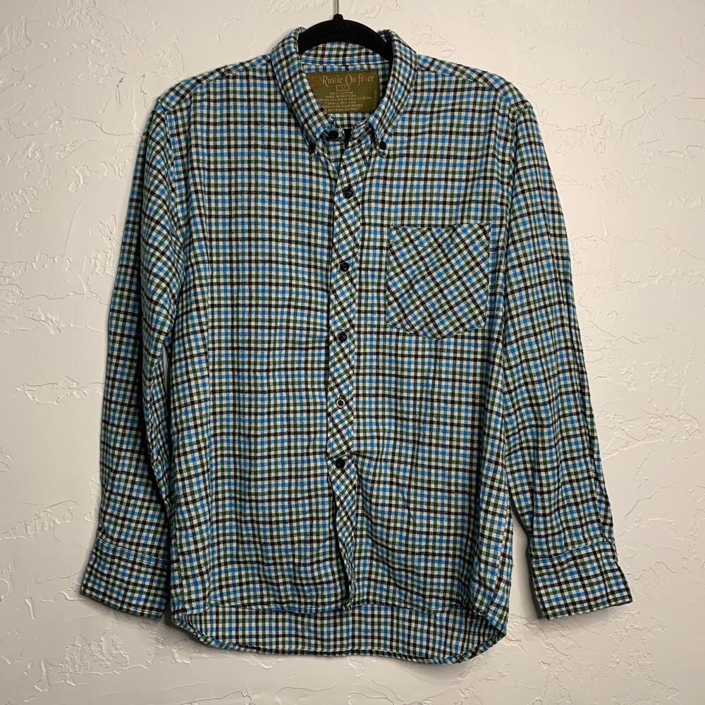 Rustic Outfitter Cotton Blue Plaid gorpcore outdoors‎ Button Down Shirt Mens M